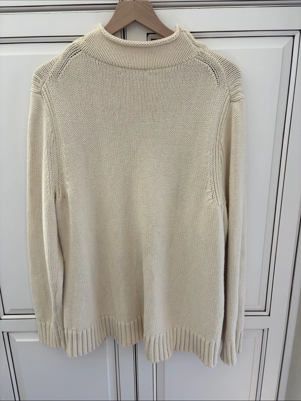 Vintage‎ J Crew Roll Neck Knit Sweater Cream Oarsman Fisherman Cotton Men’s XL